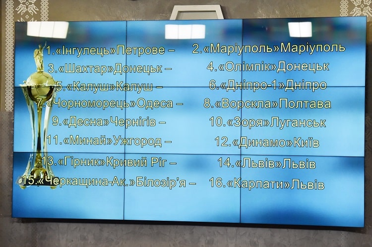 Результати жеребкування 1/8 фіналу Кубку України-2018/2019
